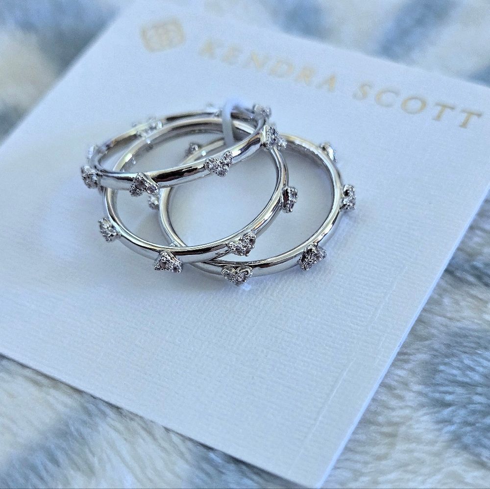 Kendra Scott "Haven" Silver🤍 Crystal Heart❤️ Rings💍 Trio3️⃣ - Picture 9 of 16